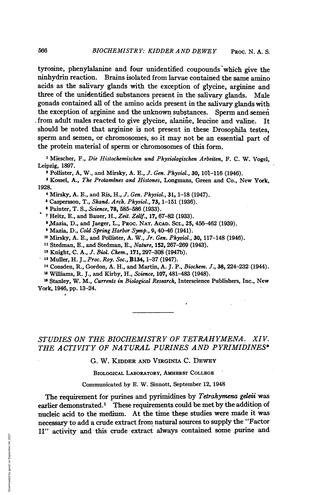 THE ACTIVITY of NATURAL PURINES ANDPYRIMIDINES* The