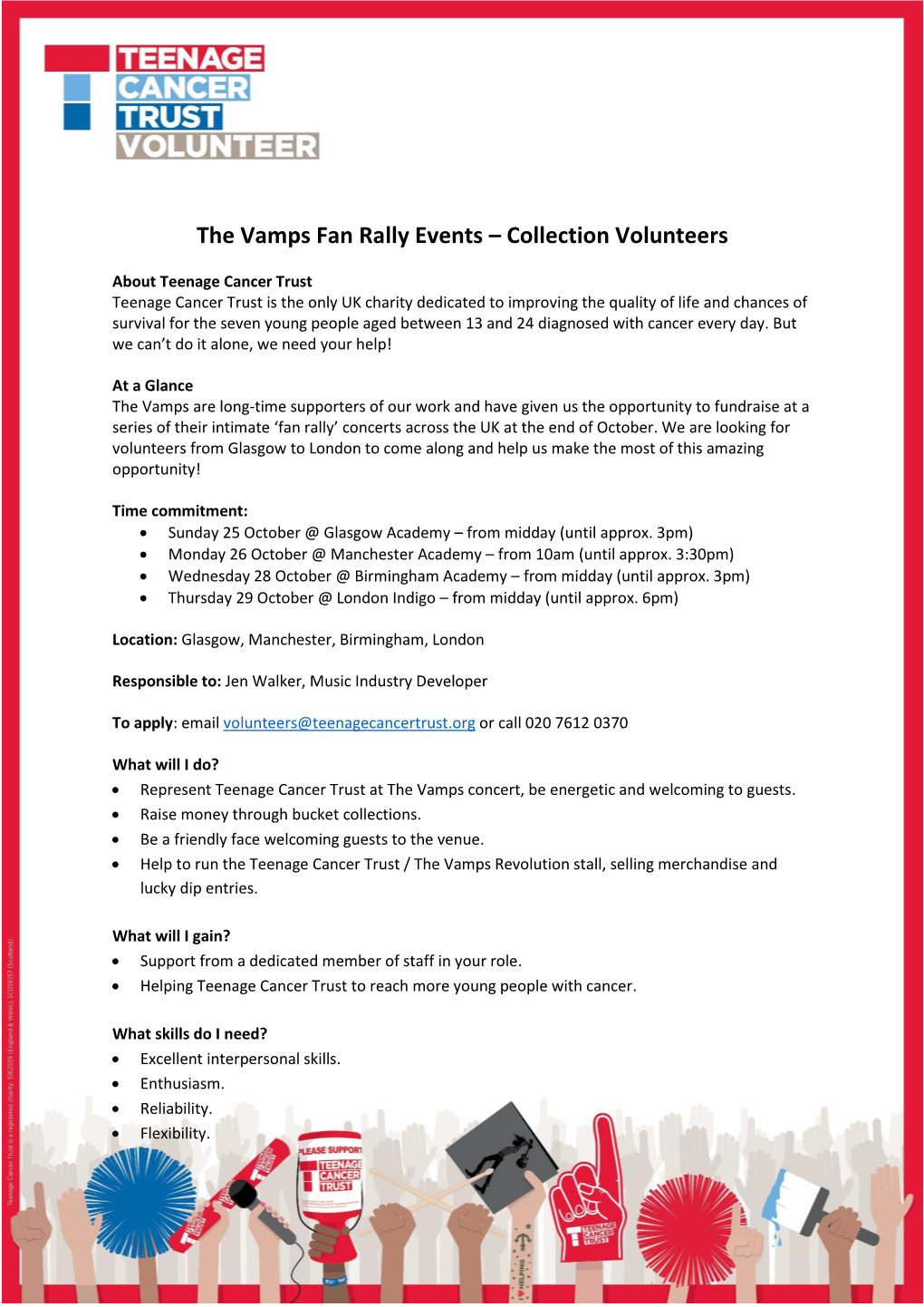 The Vamps Fan Rally Events – Collection Volunteers