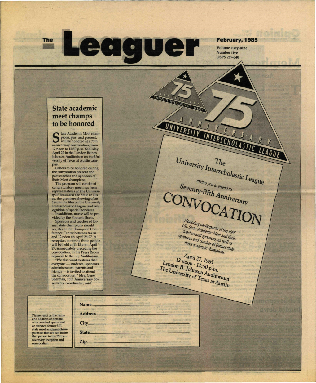 The Leaguer, February 1985