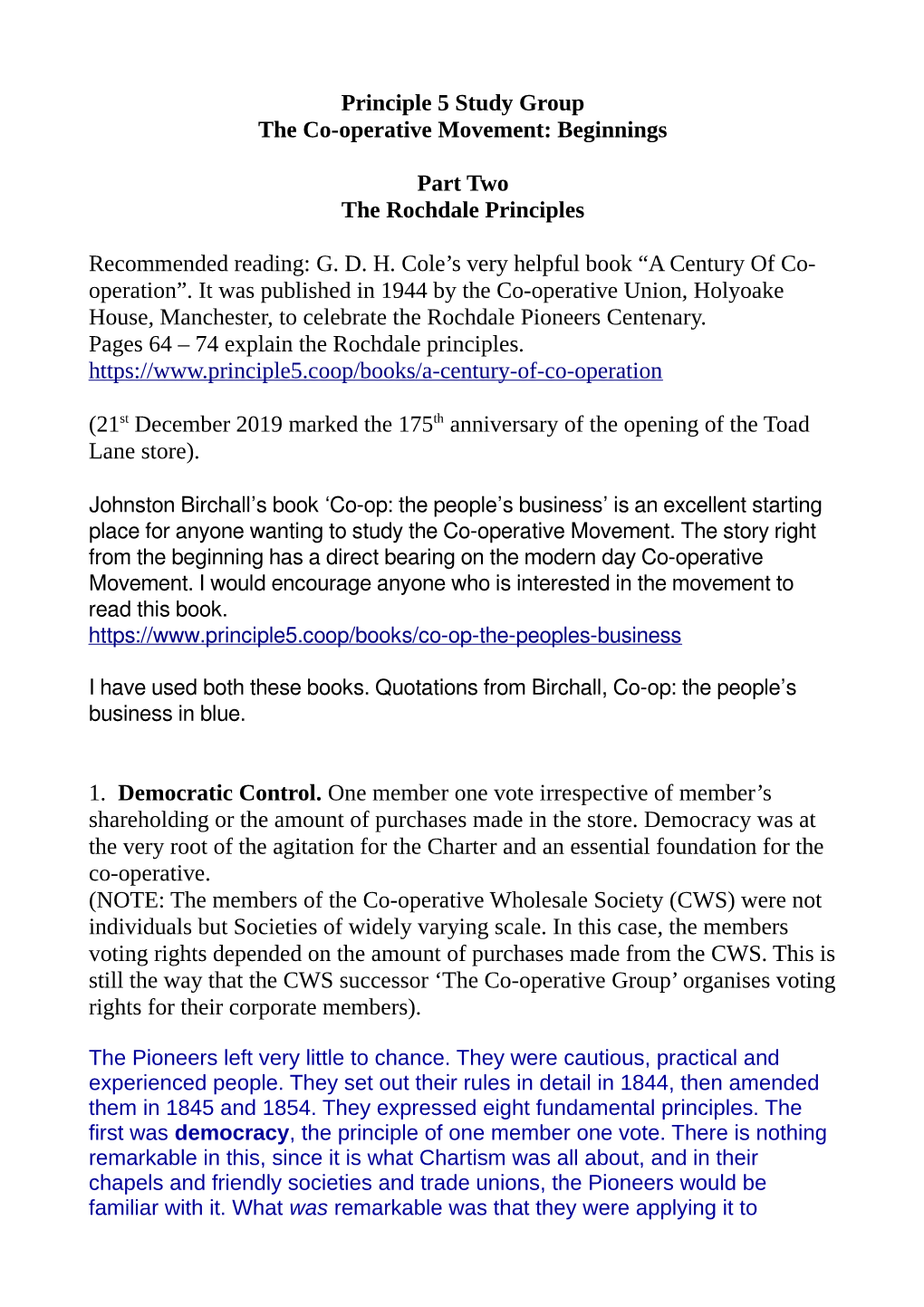 The Rochdale Principles