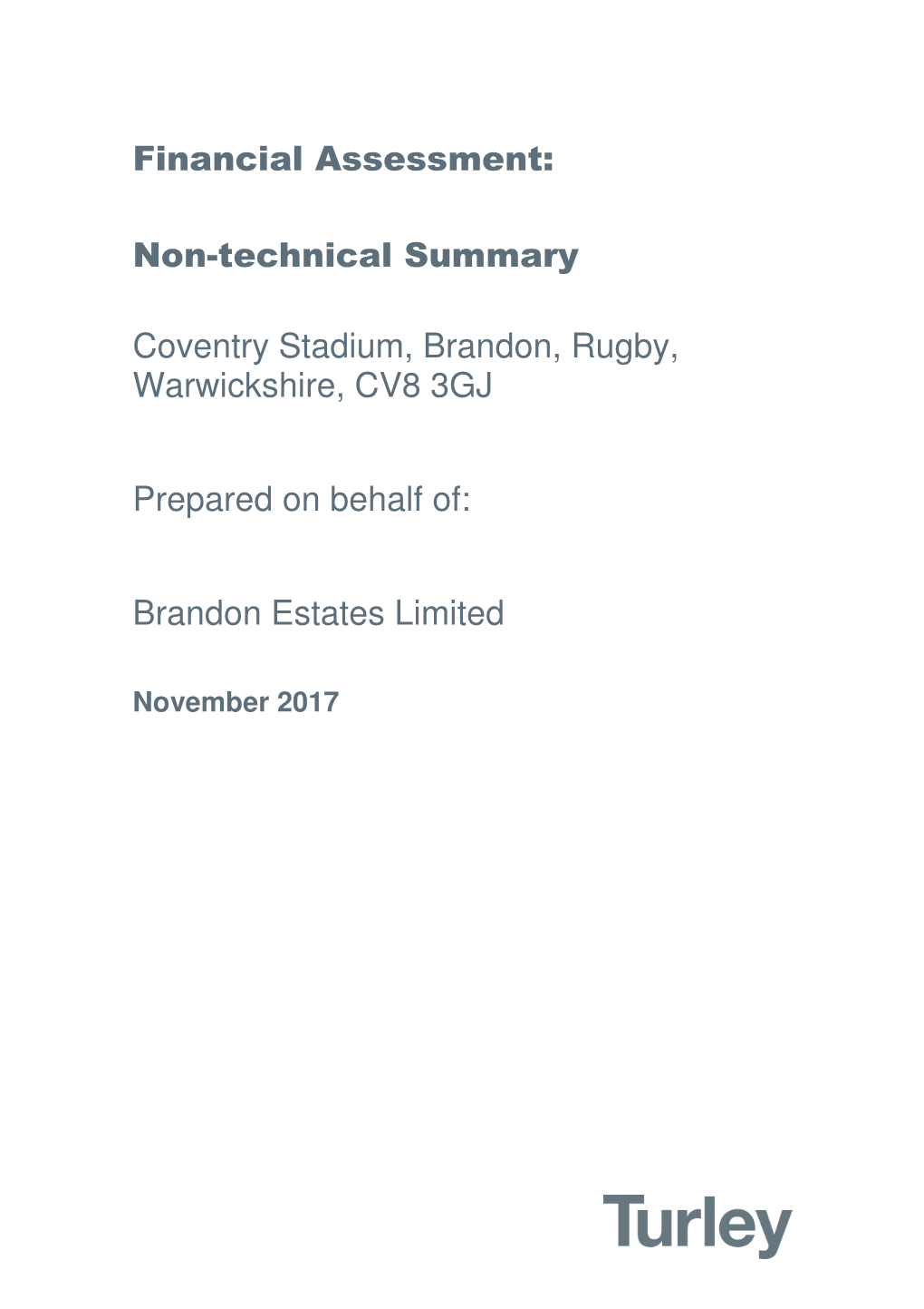 Financial Assessment: Non-Technical Summary