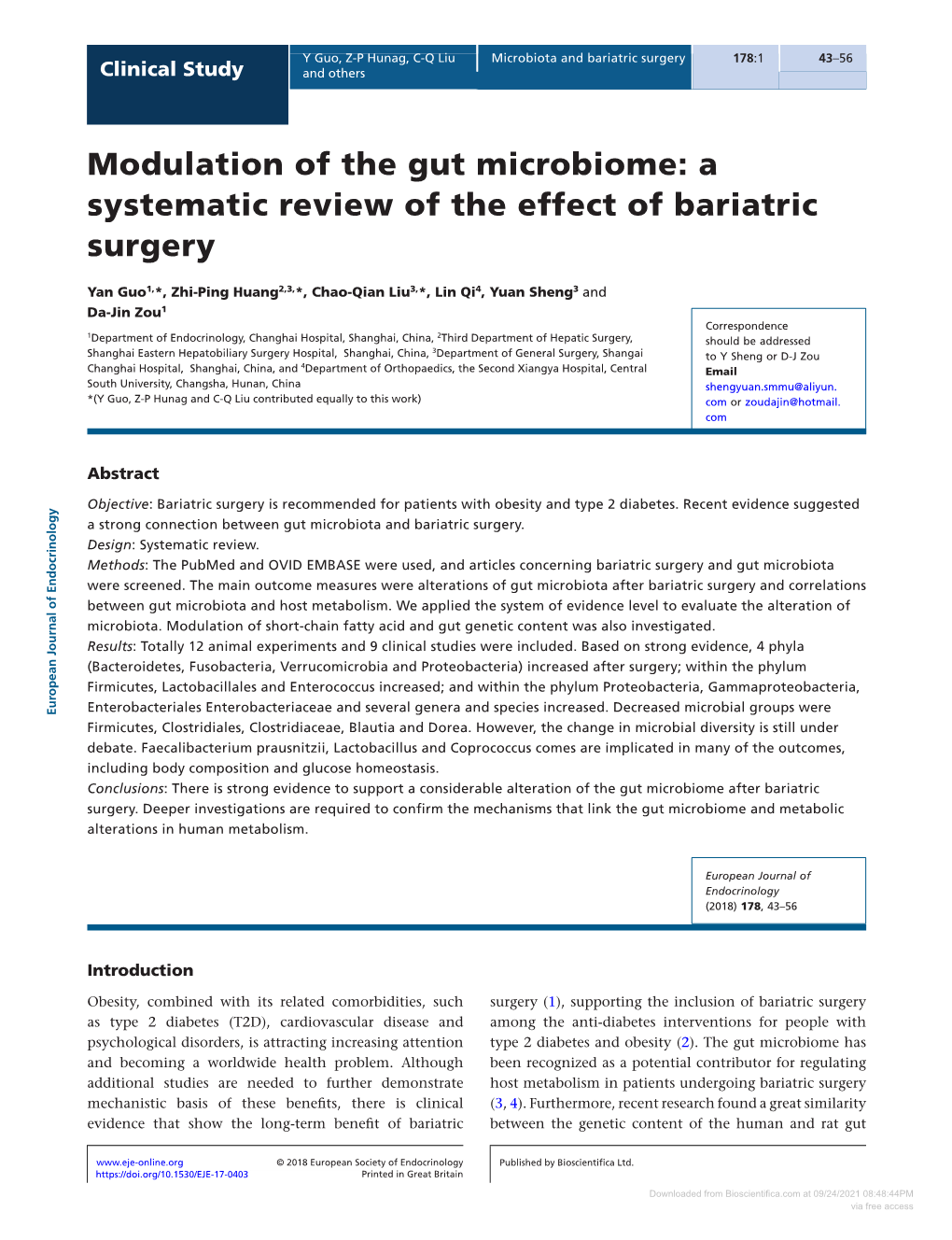 A Systematic Review of the Effect of Bariatric Surgery