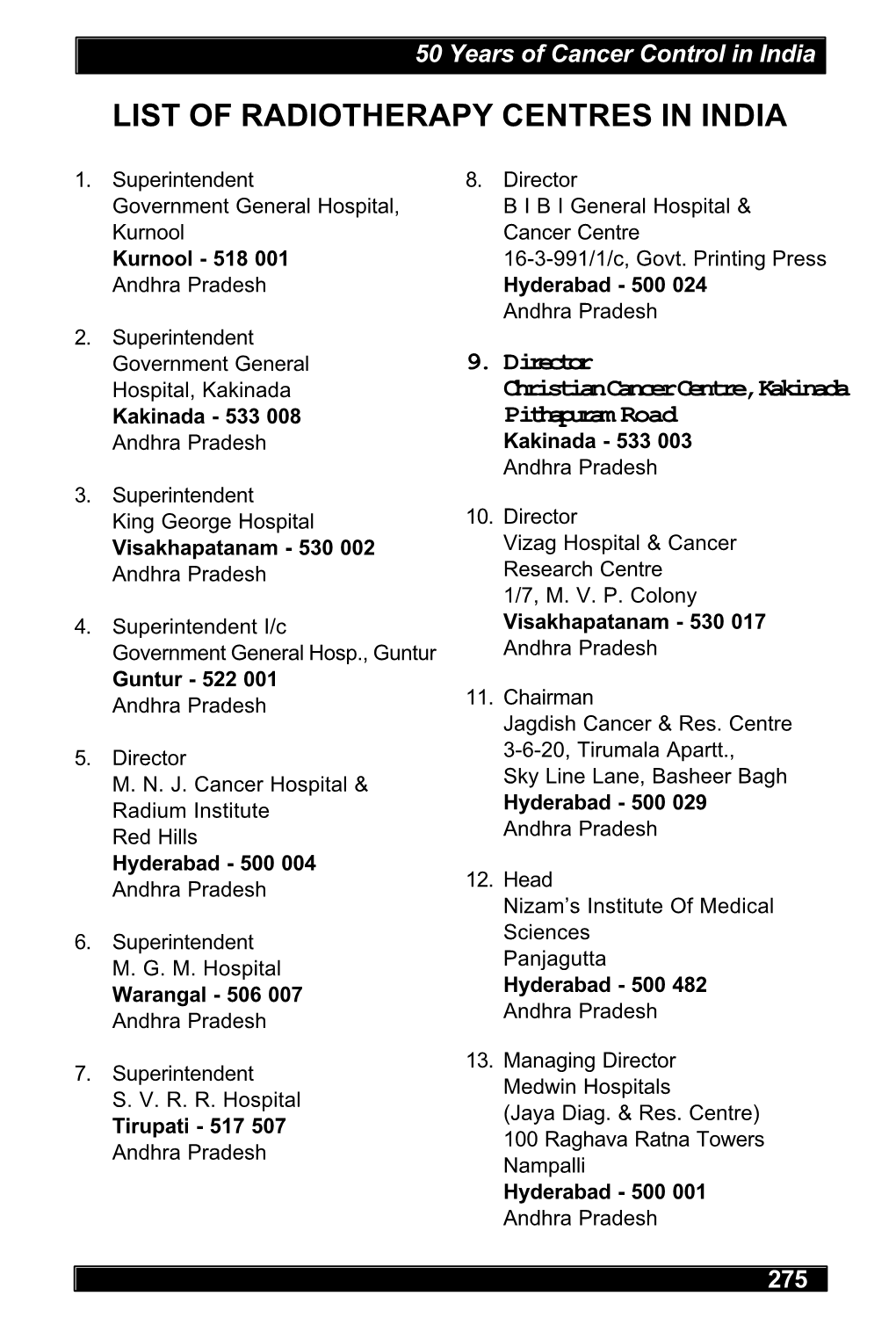 List of Radiotherapy Centres in India