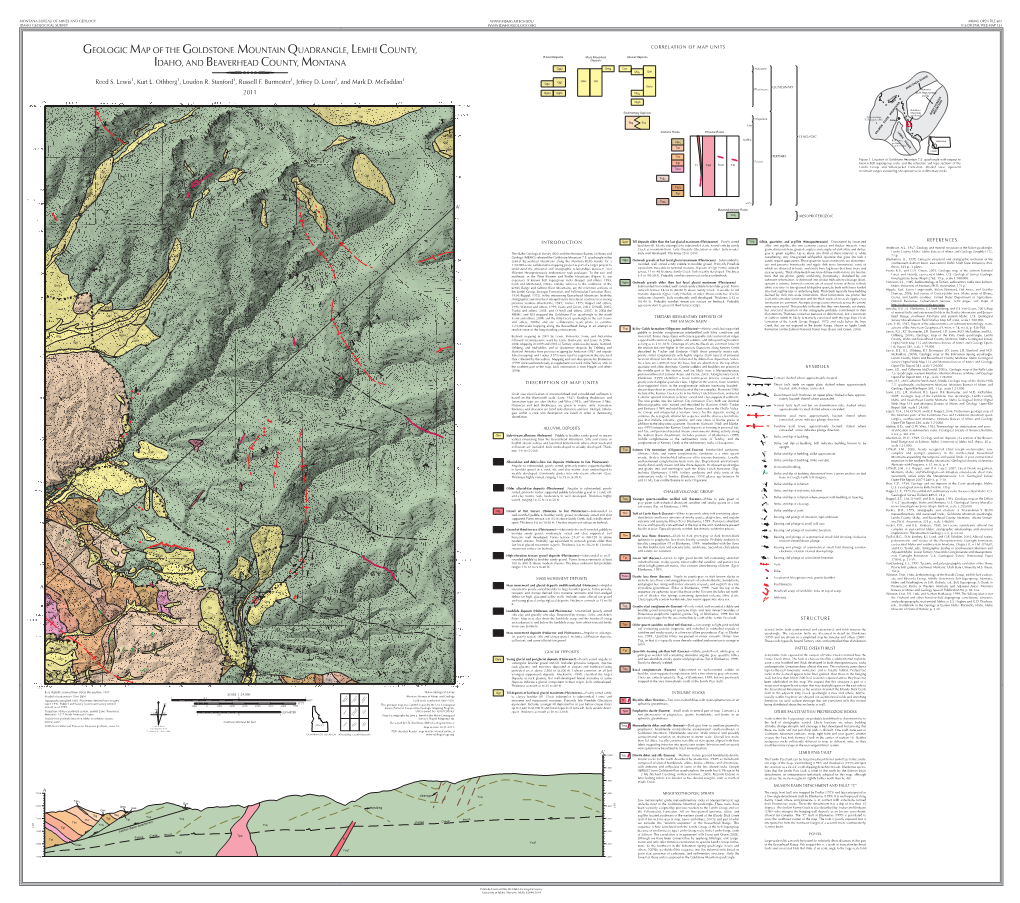 Geologic Map of the Goldstone Mountain Quadrangle, Lemhi