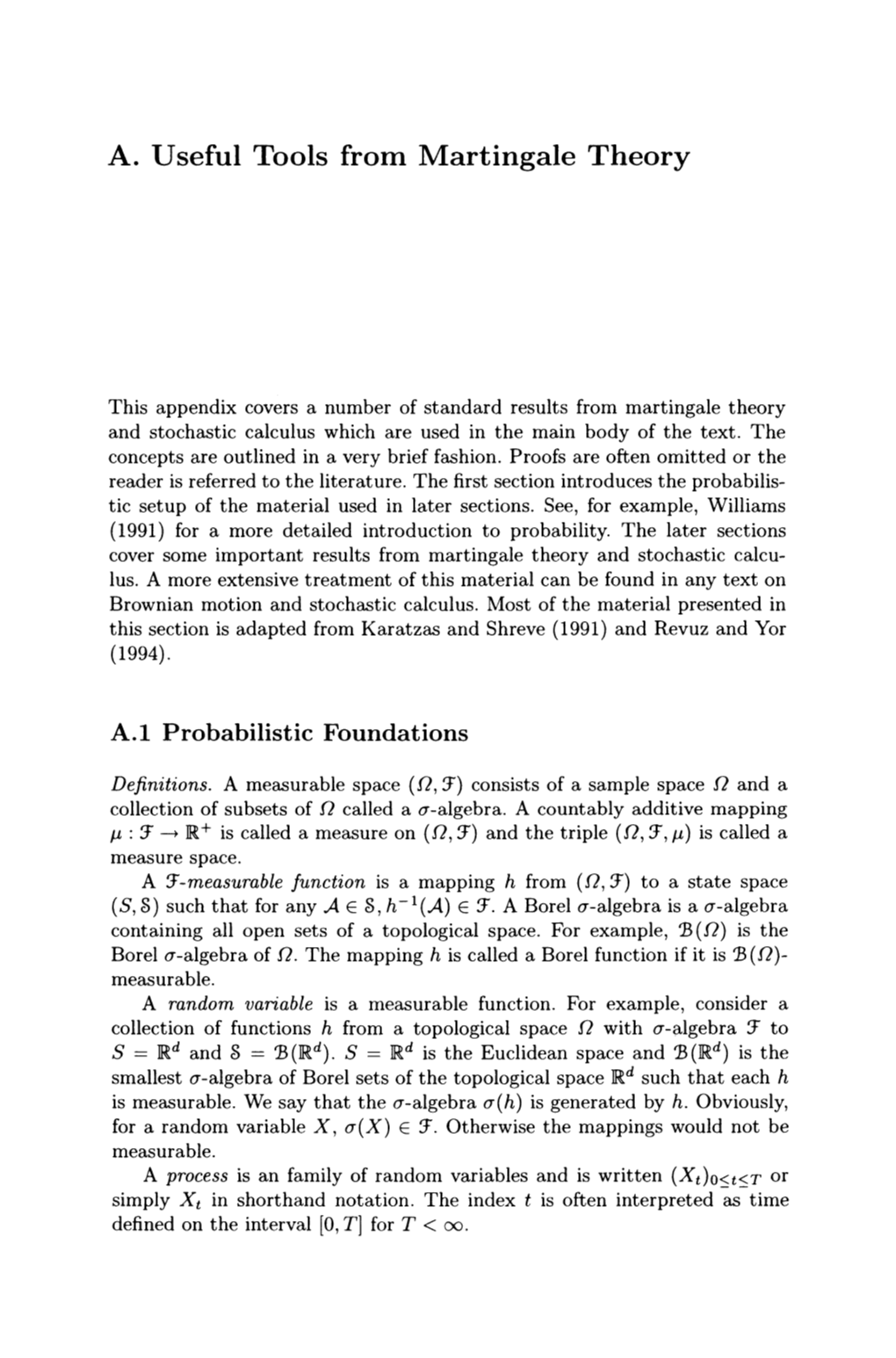 A. Useful Tools from Martingale Theory