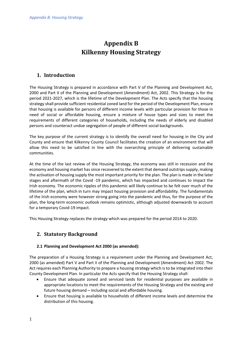 Appendix B Kilkenny Housing Strategy