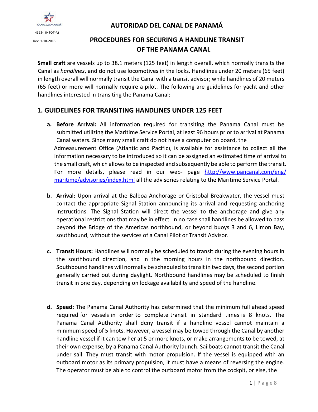 Autoridad Del Canal De Panamá Procedures For