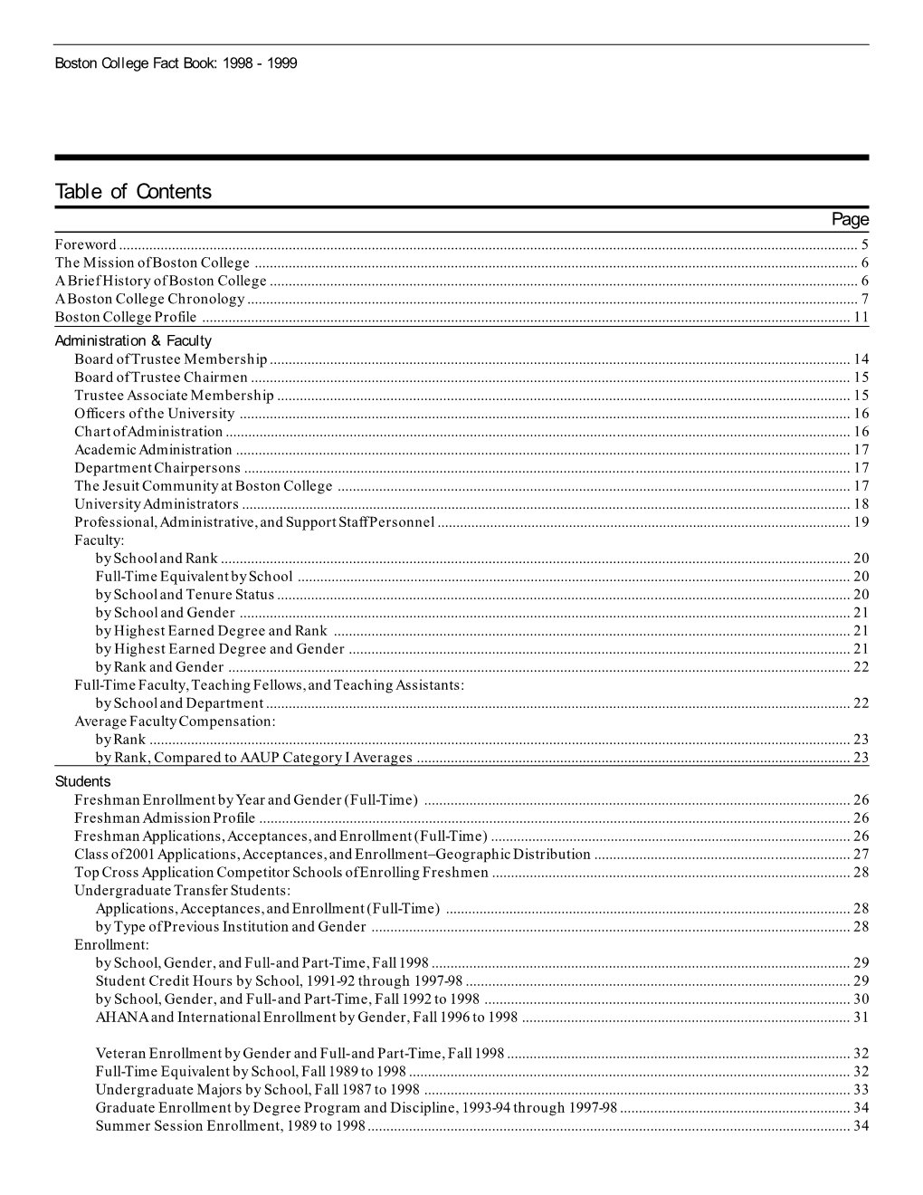 Table of Contents Page Foreword