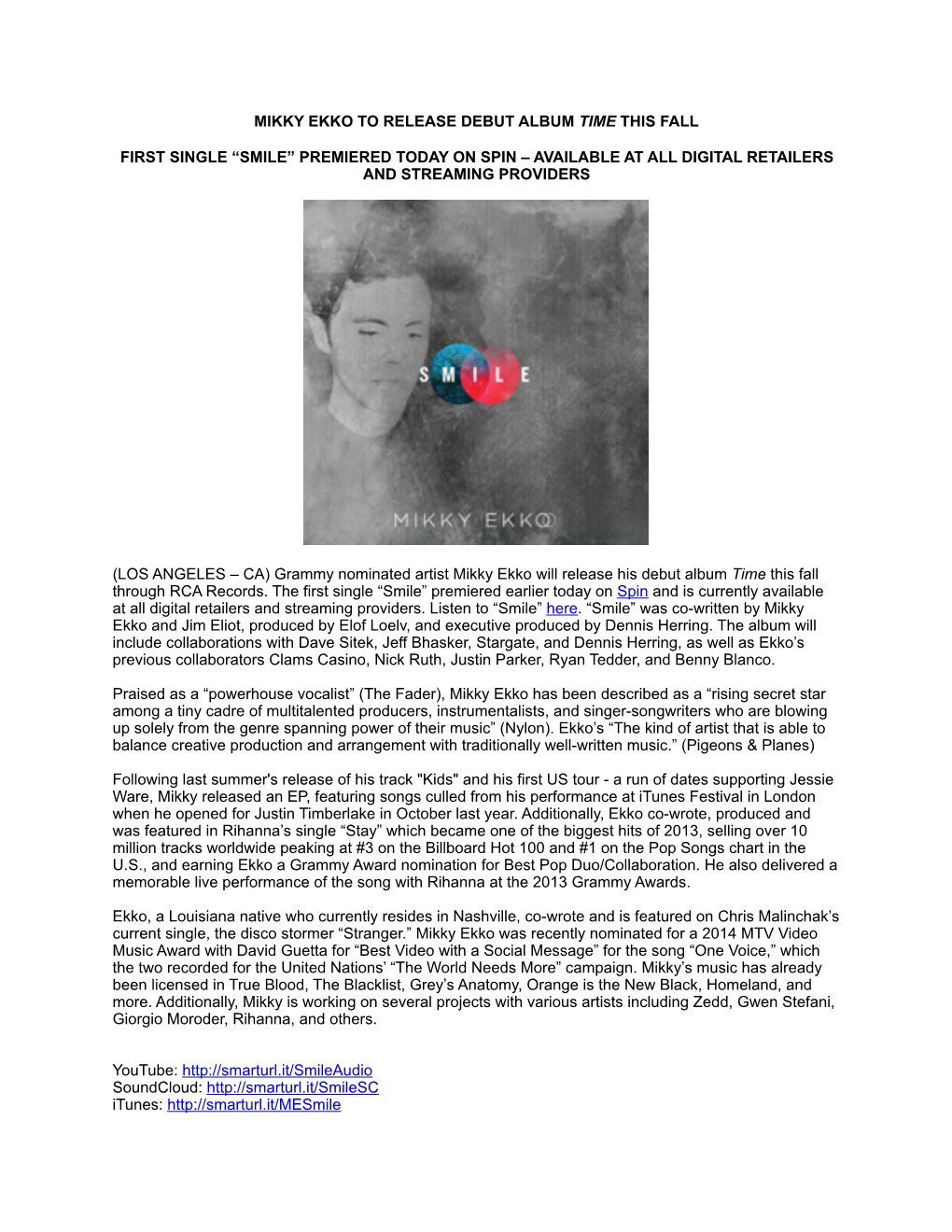 Mikky Ekko to Release Debut Album Time on October 28Th