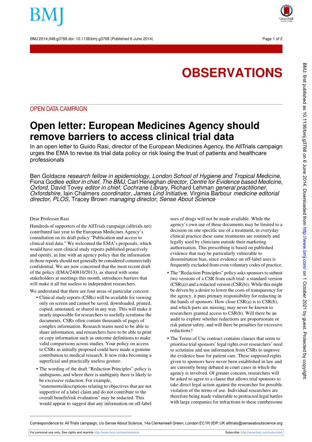 European Medicines Agency Should Remove Barriers To
