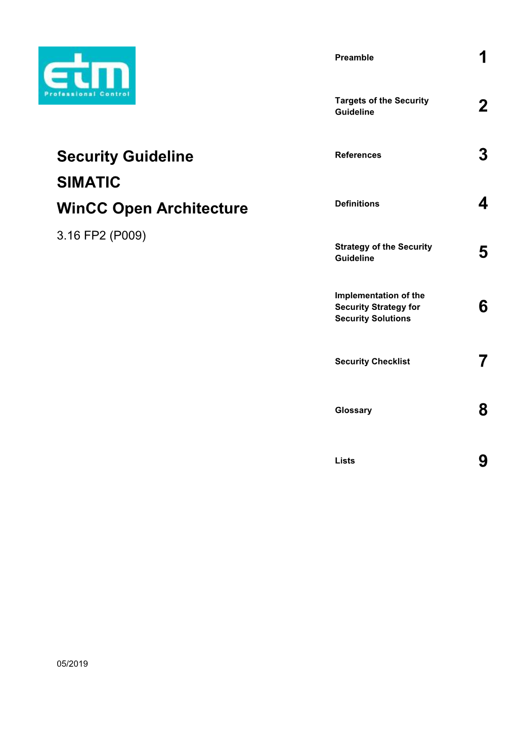 Security Guideline SIMATIC Wincc Open Architecture