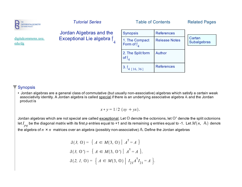 Jordan Algebras and the Exceptional Lie Algebra F