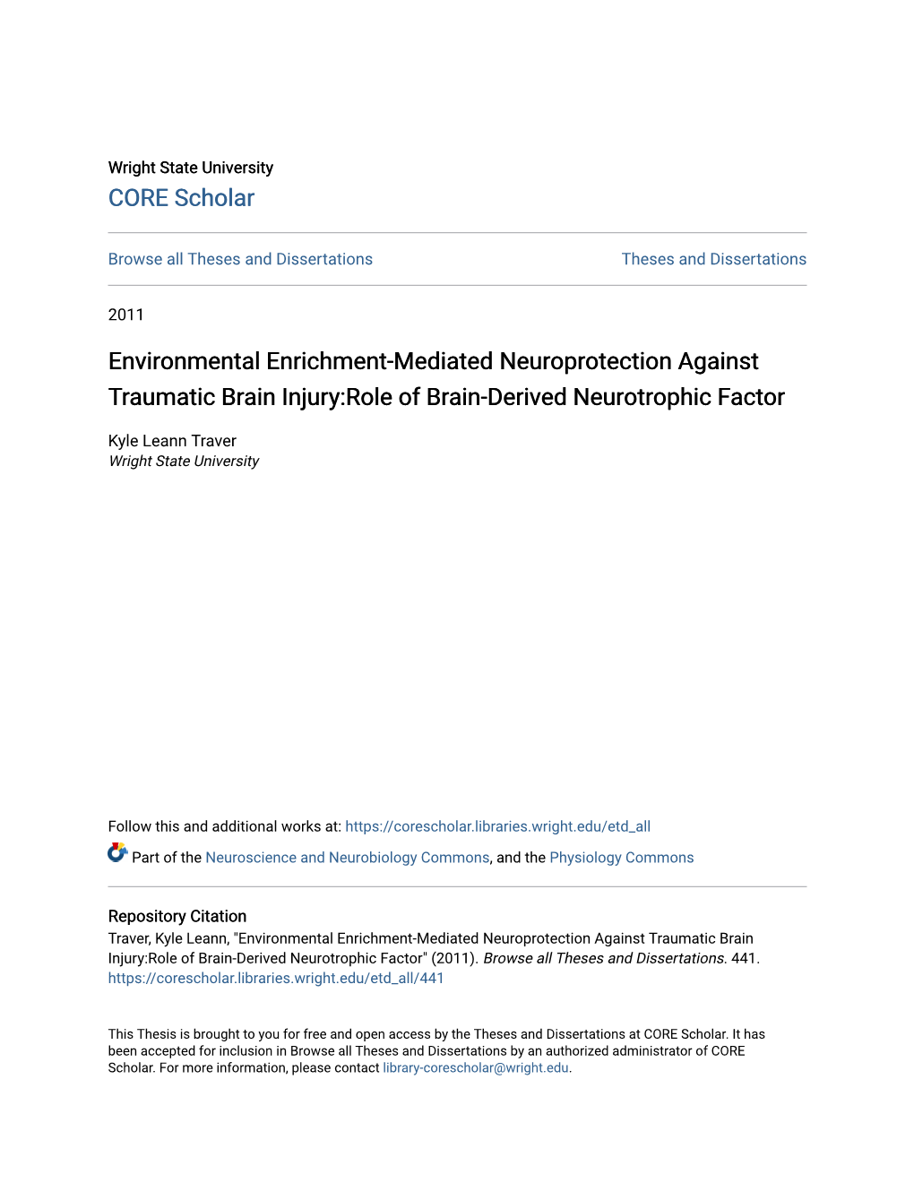 Environmental Enrichment-Mediated Neuroprotection Against Traumatic Brain Injury:Role of Brain-Derived Neurotrophic Factor