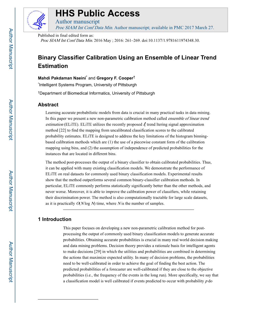 Binary Classifier Calibration Using an Ensemble of Linear Trend Estimation