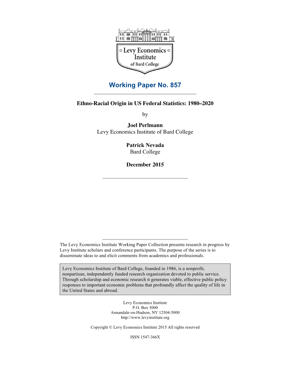 Ethno-Racial Origin in US Federal Statistics: 1980–2020