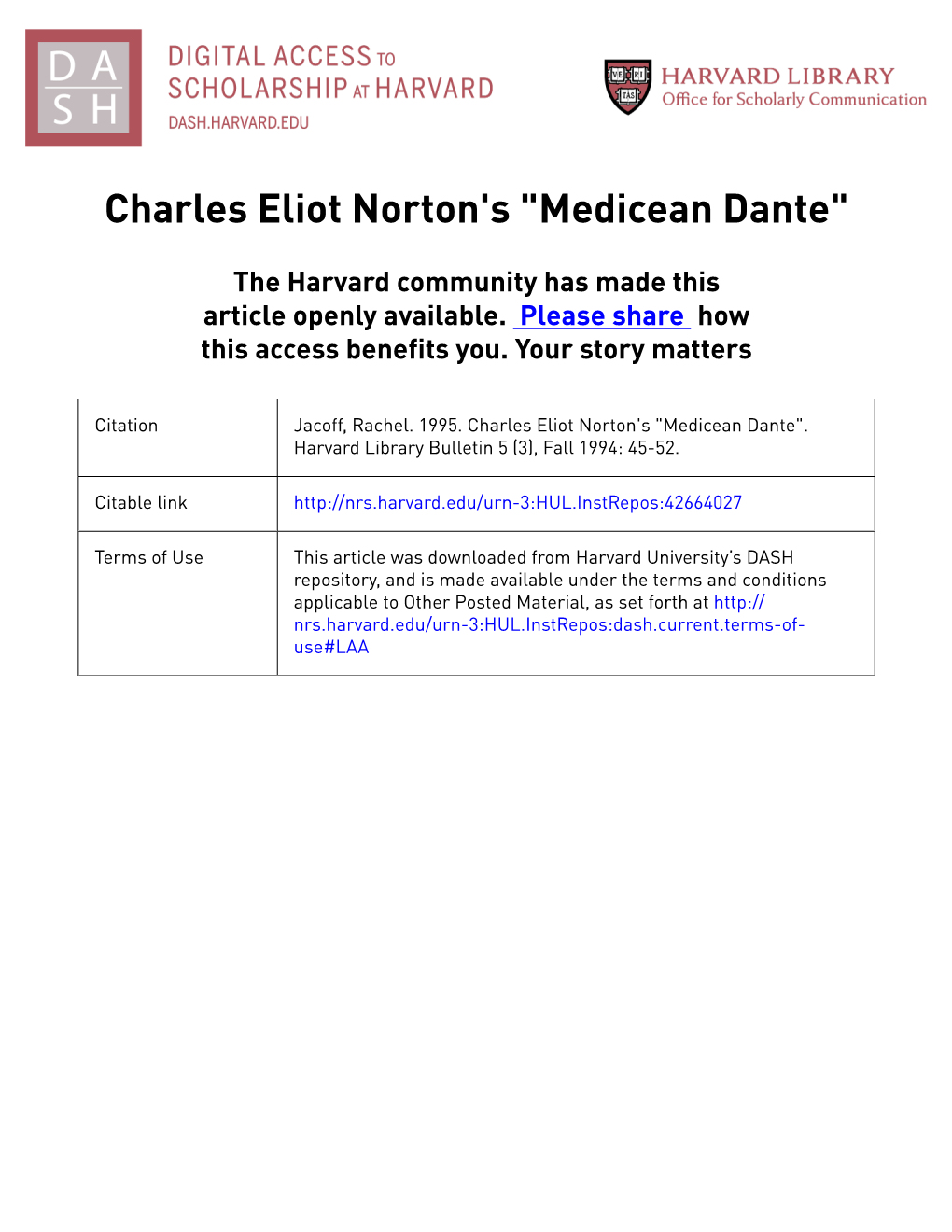 Charles Eliot Norton's 