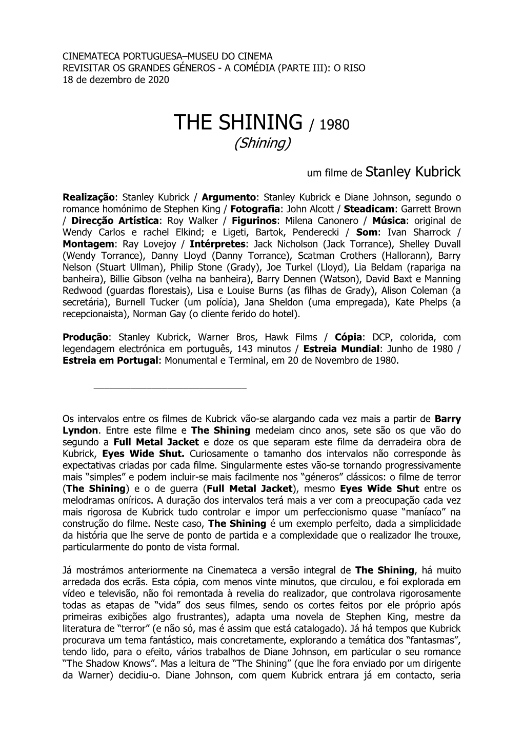 THE SHINING / 1980 (Shining)