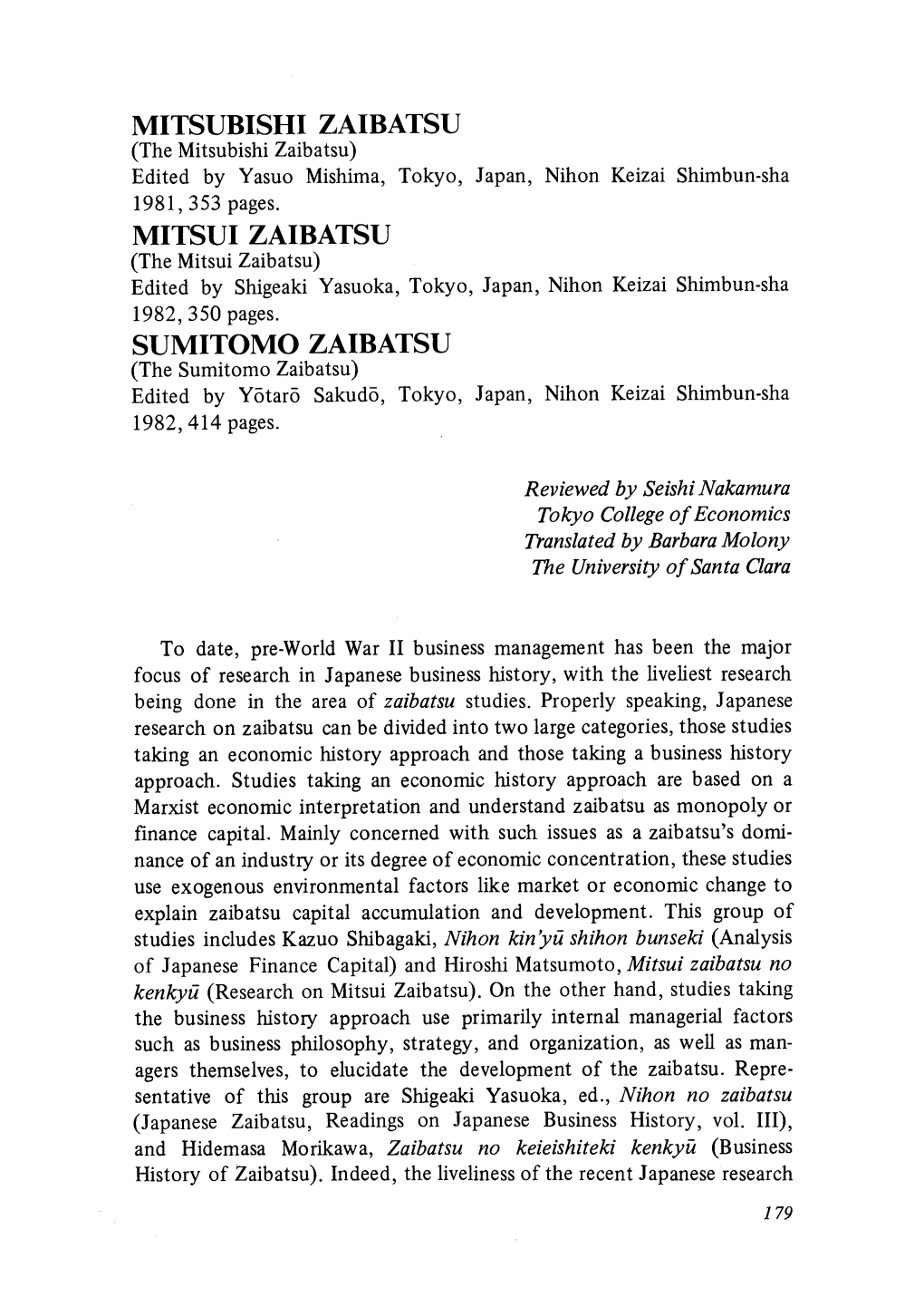 The Mitsubishi Zaibatsu) Edited by Yasuo Mishima,Tokyo,Japan,Nihon Keizai Shimbun-Sha 1981,353Pages