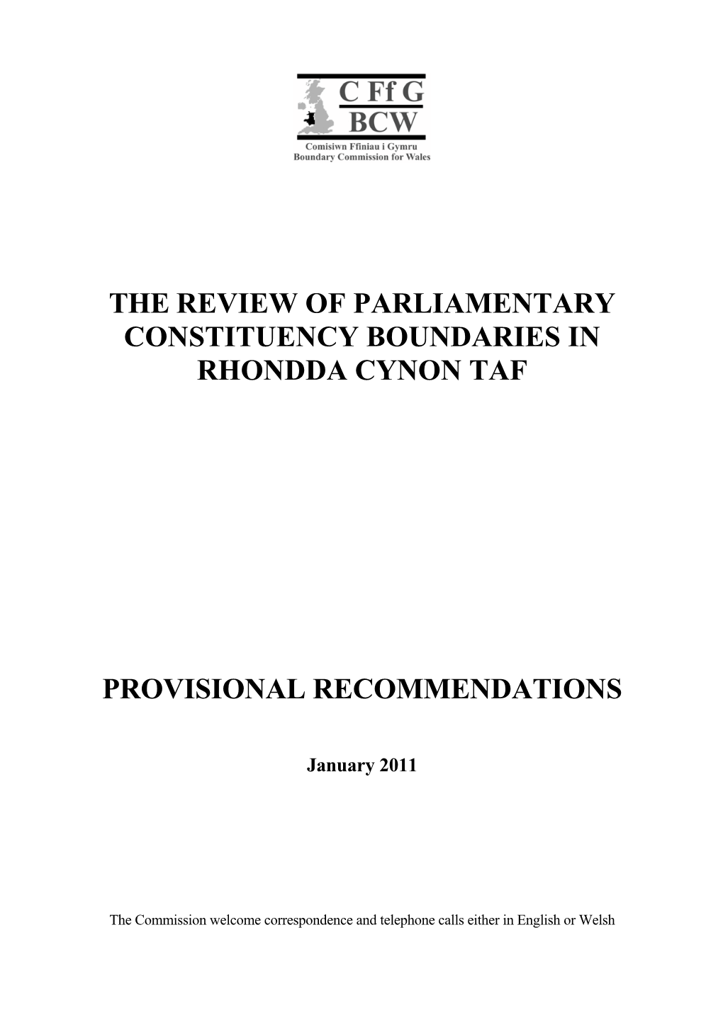 Provisional Recommendations, 4 January 2011