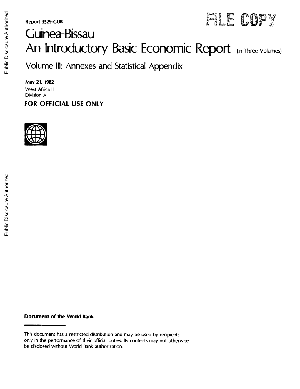 Guinea-Bissau an Introductory Basic Economic Report (In Three Volumes)