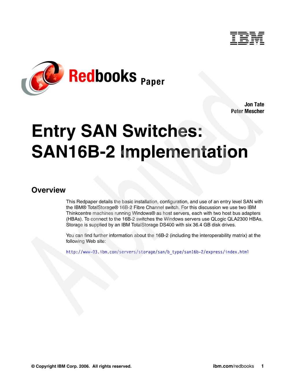 Entry SAN Switches: SAN16B-2 Implementation