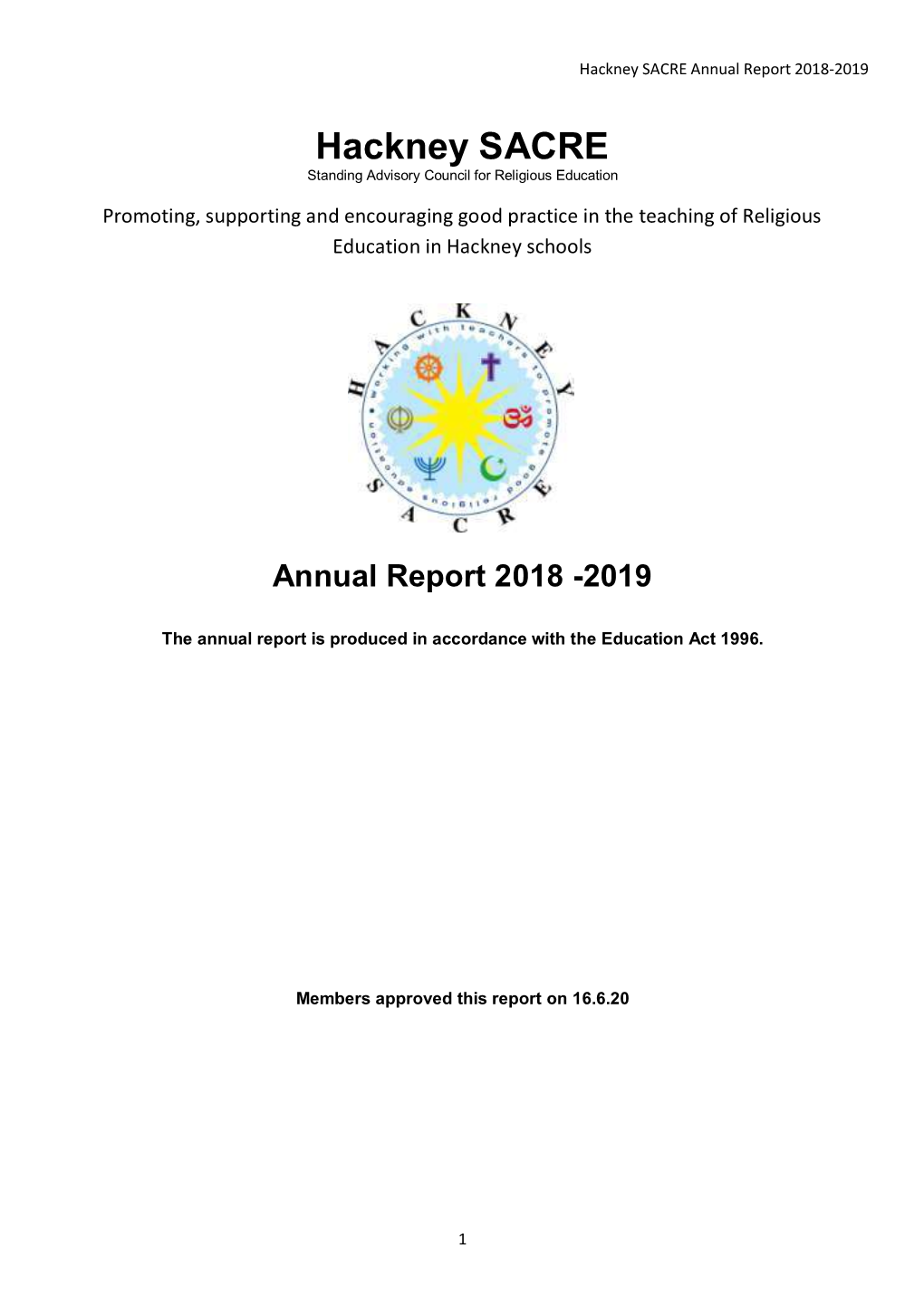 Hackney SACRE Annual Report 2018-2019