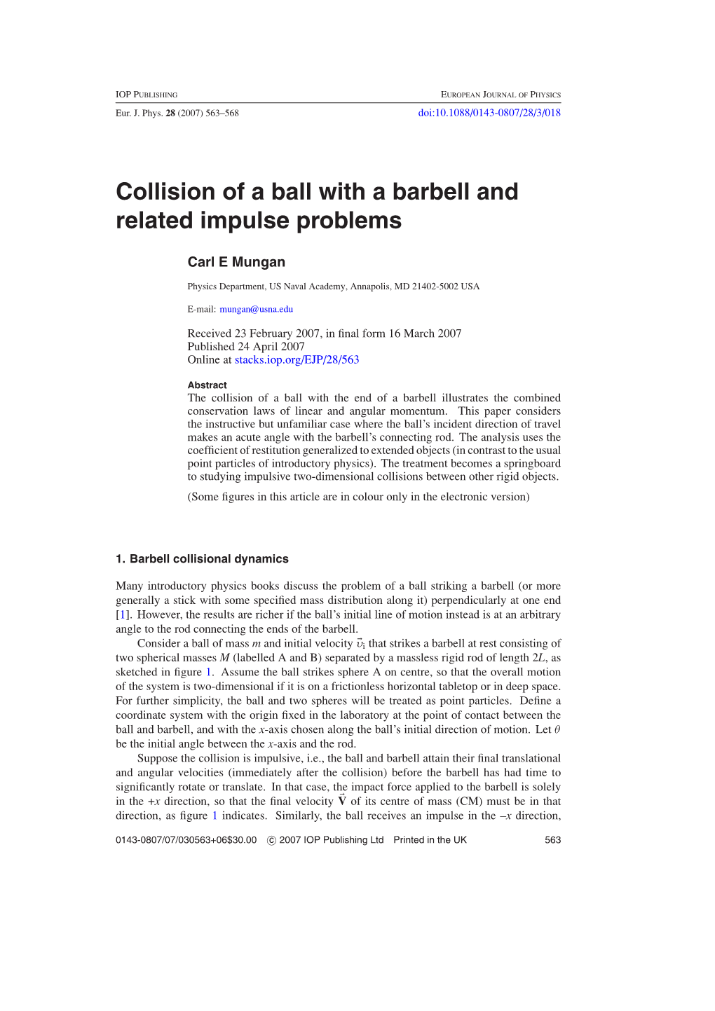 Collision of a Ball with a Barbell and Related Impulse Problems