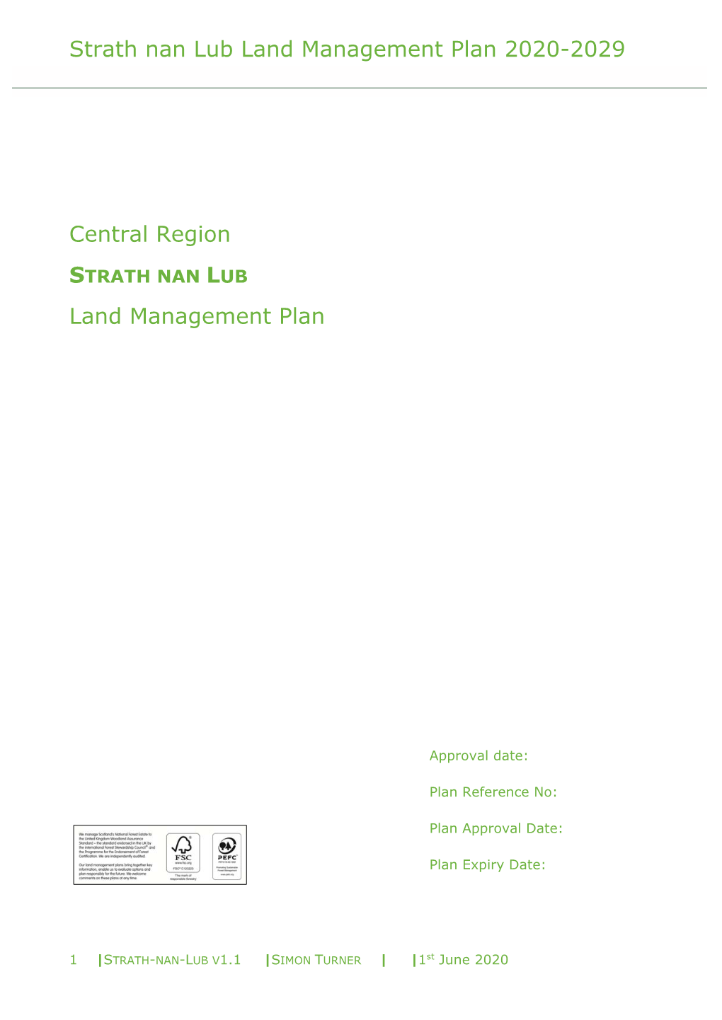 Strath Nan Lub Land Management Plan 2020-2029