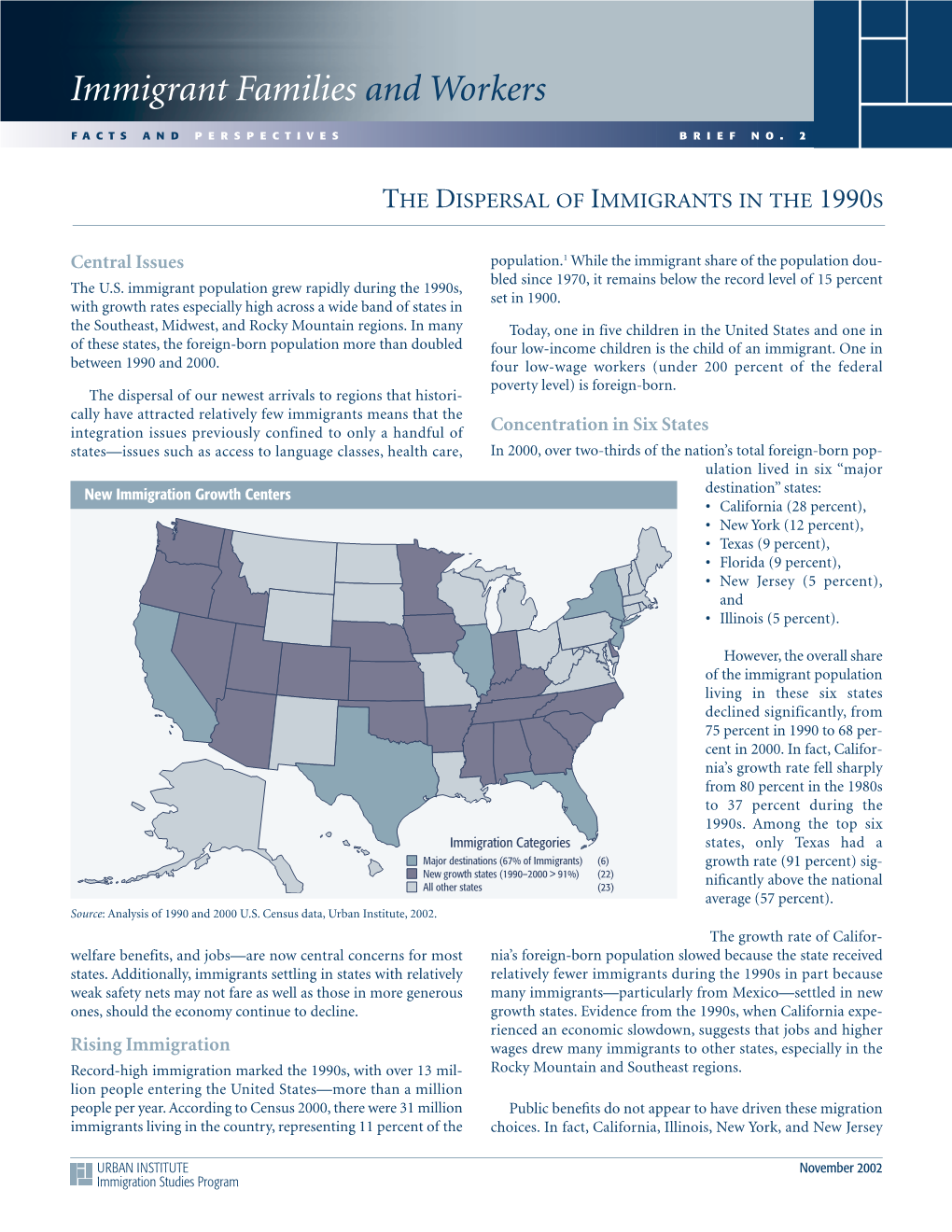 The Dispersal of Immigrants in the 1990S