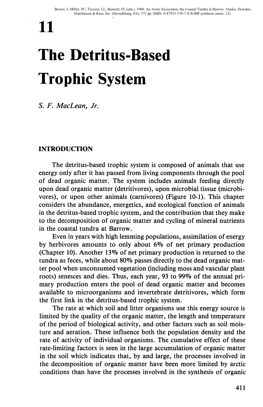 Chapter 11: the Detritus-Based Trophic System