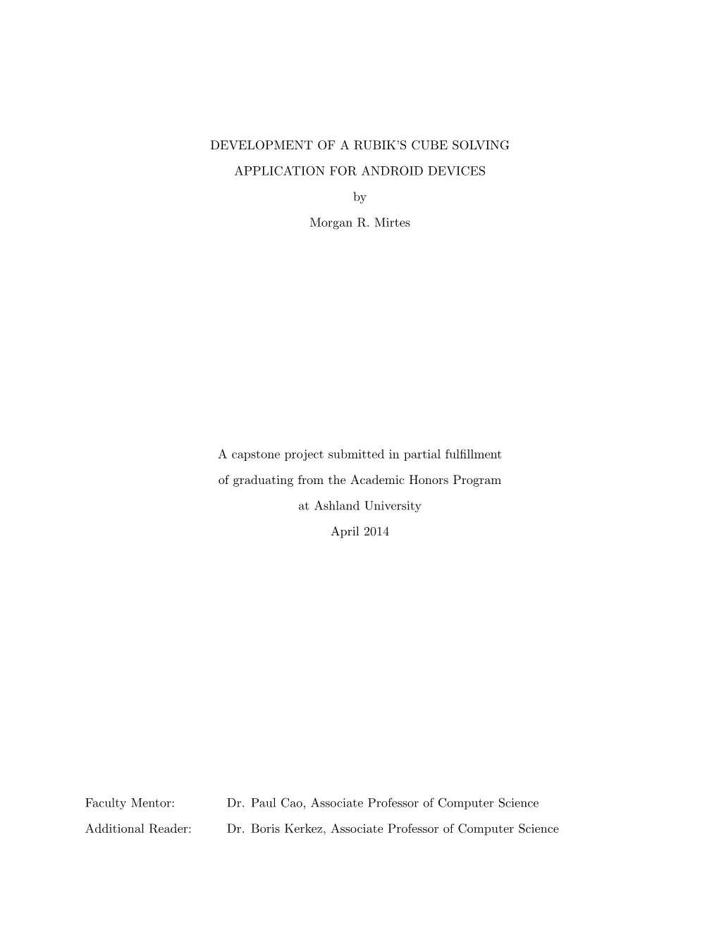 Development of a Rubik's Cube Solving Application For