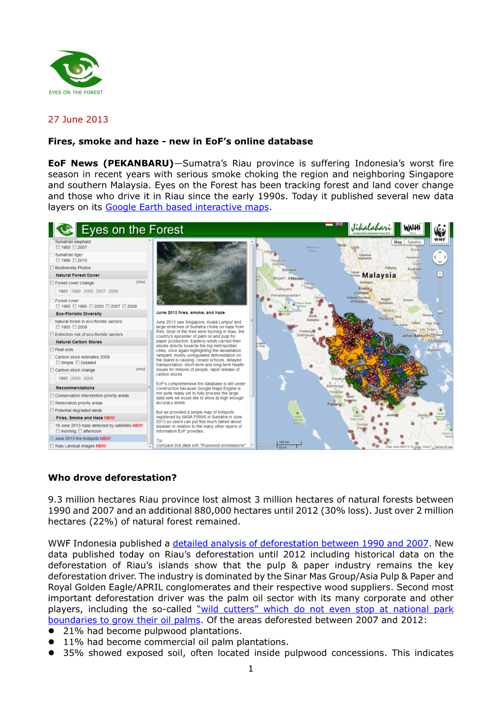 Fires, Smoke and Haze - New in Eof’S Online Database