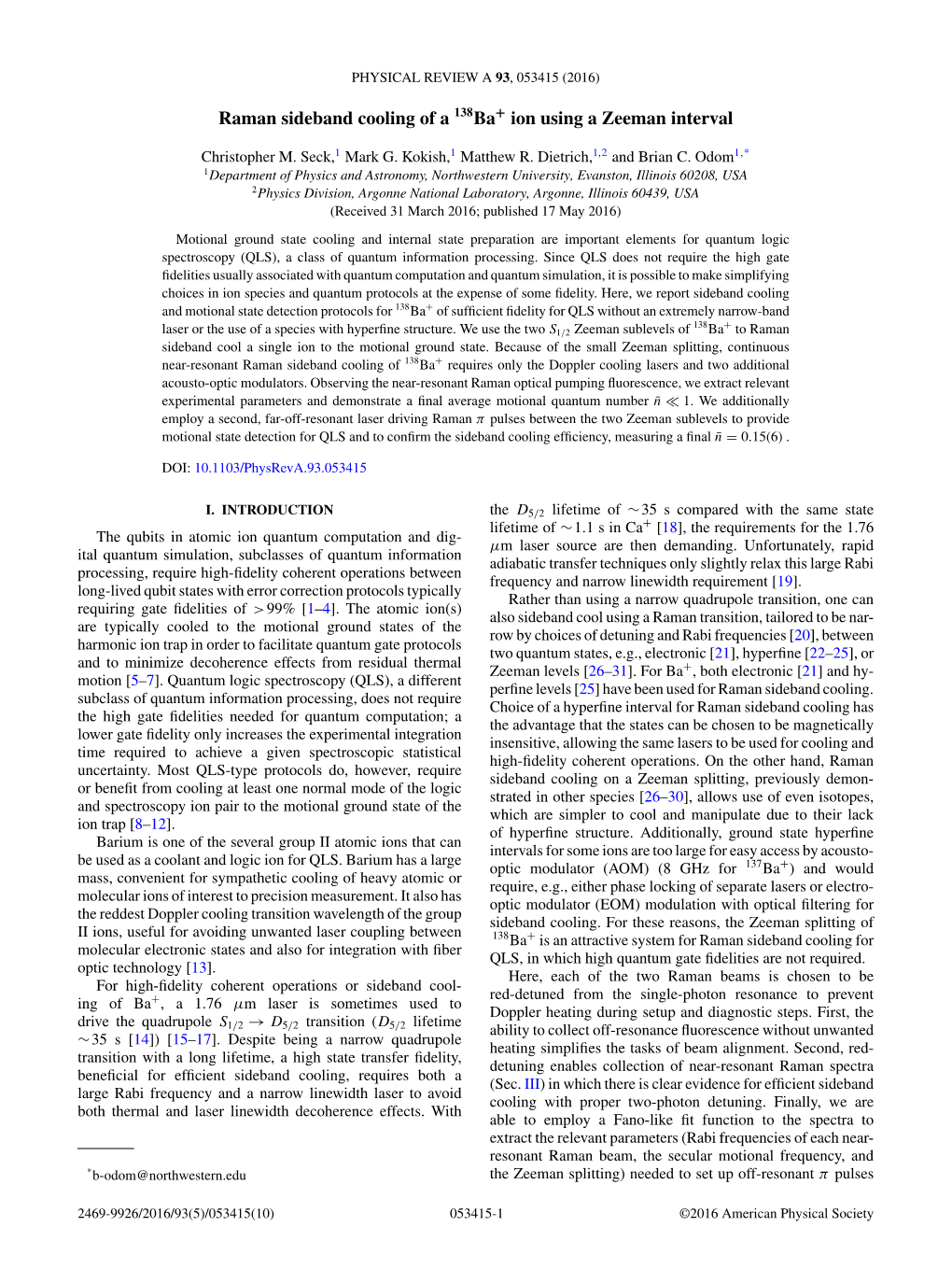 Raman Sideband Cooling of a 138Ba Ion Using a Zeeman Interval