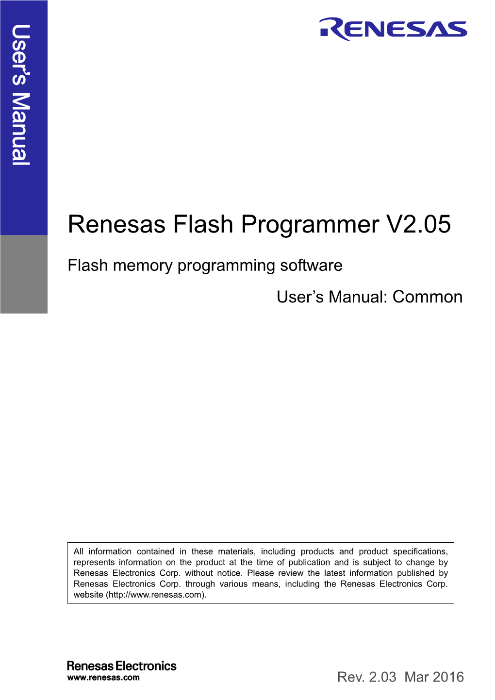 Renesas Flash Programmer V2.05 Flash Memory Programming