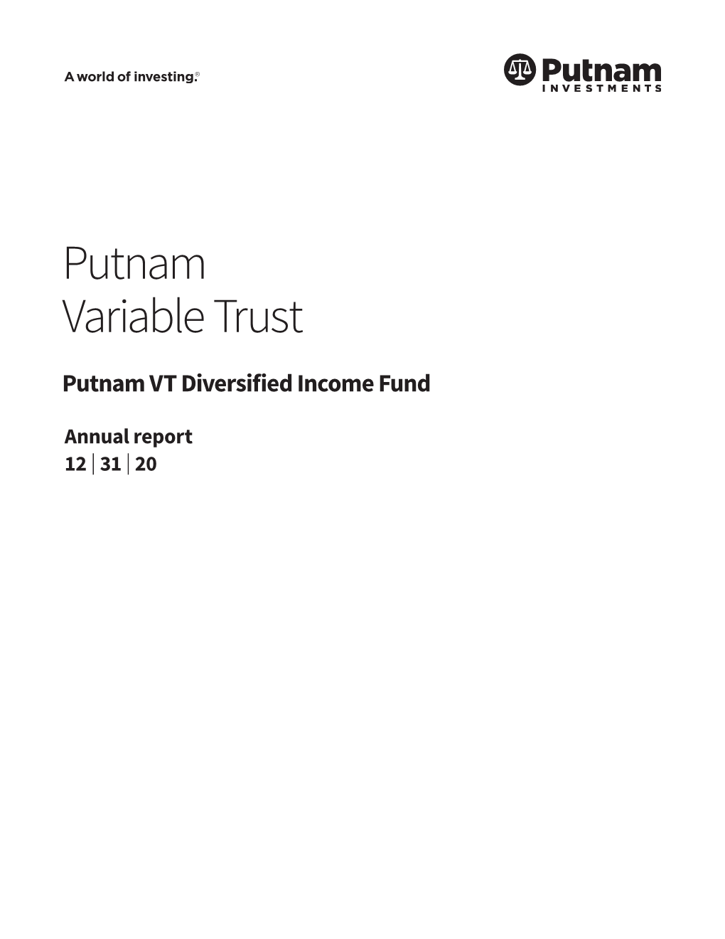 VT Diversified Income Fund Annual Report