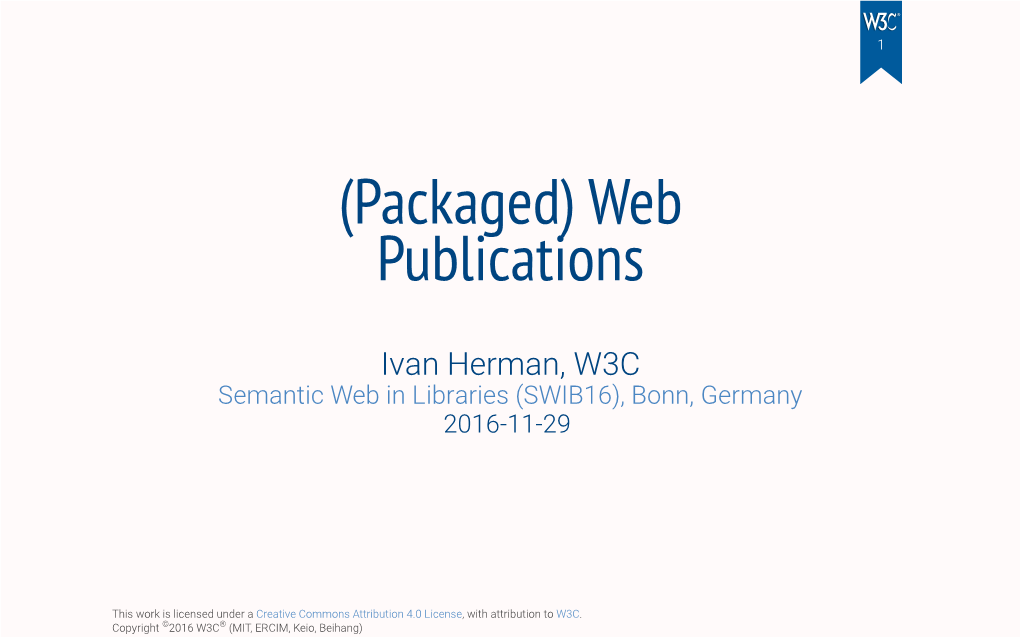 (Packaged) Web Publications