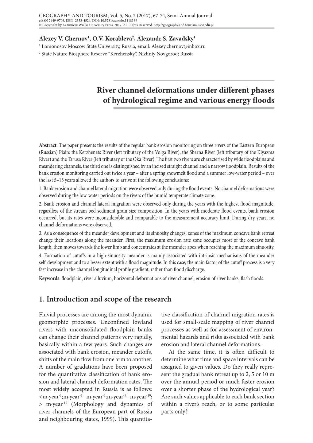 River Channel Deformations Under Different Phases of Hydrological Regime and Various Energy Floods