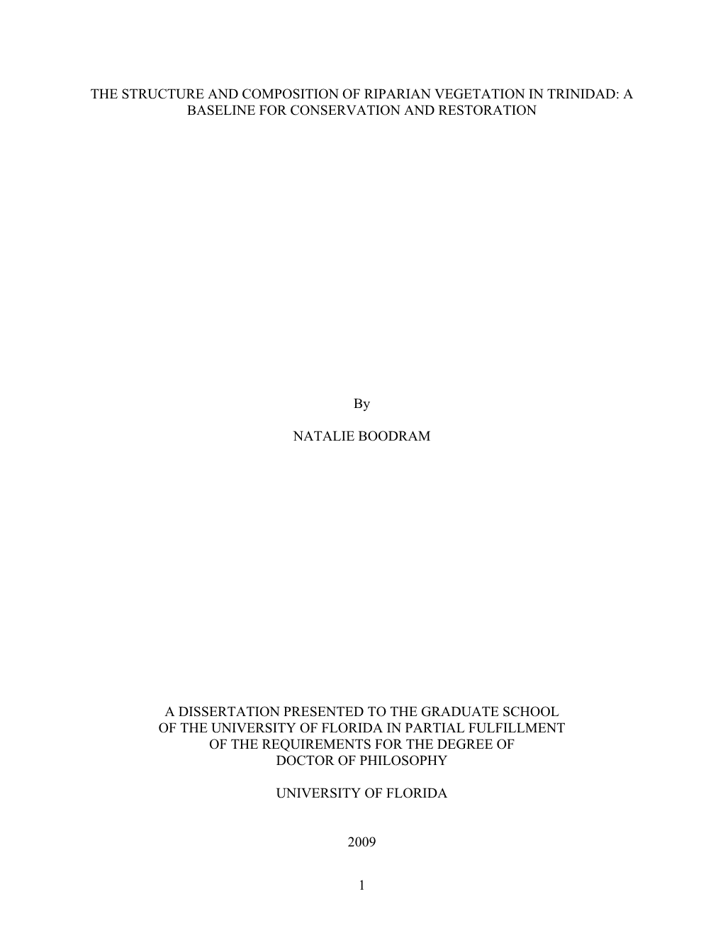 The Structure and Composition of Riparian Vegetation in Trinidad: a Baseline for Conservation and Restoration