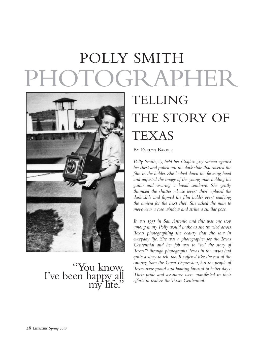 PHOTOGRAPHER TELLING the STORY of TEXAS by Evelyn Barker