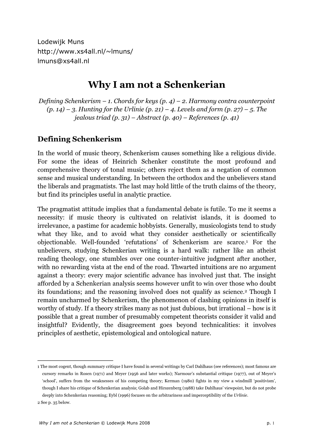 Why I Am Not a Schenkerian