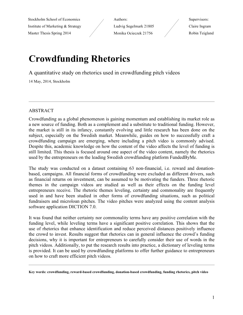 Crowdfunding Rhetorics