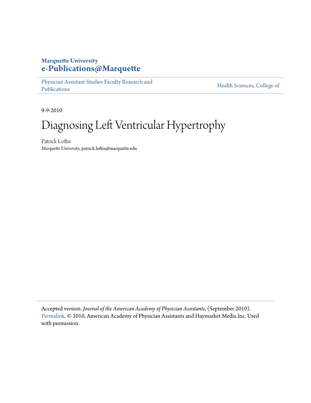 Diagnosing Left Ventricular Hypertrophy - Print Article - JAAPA Page 1 of 3