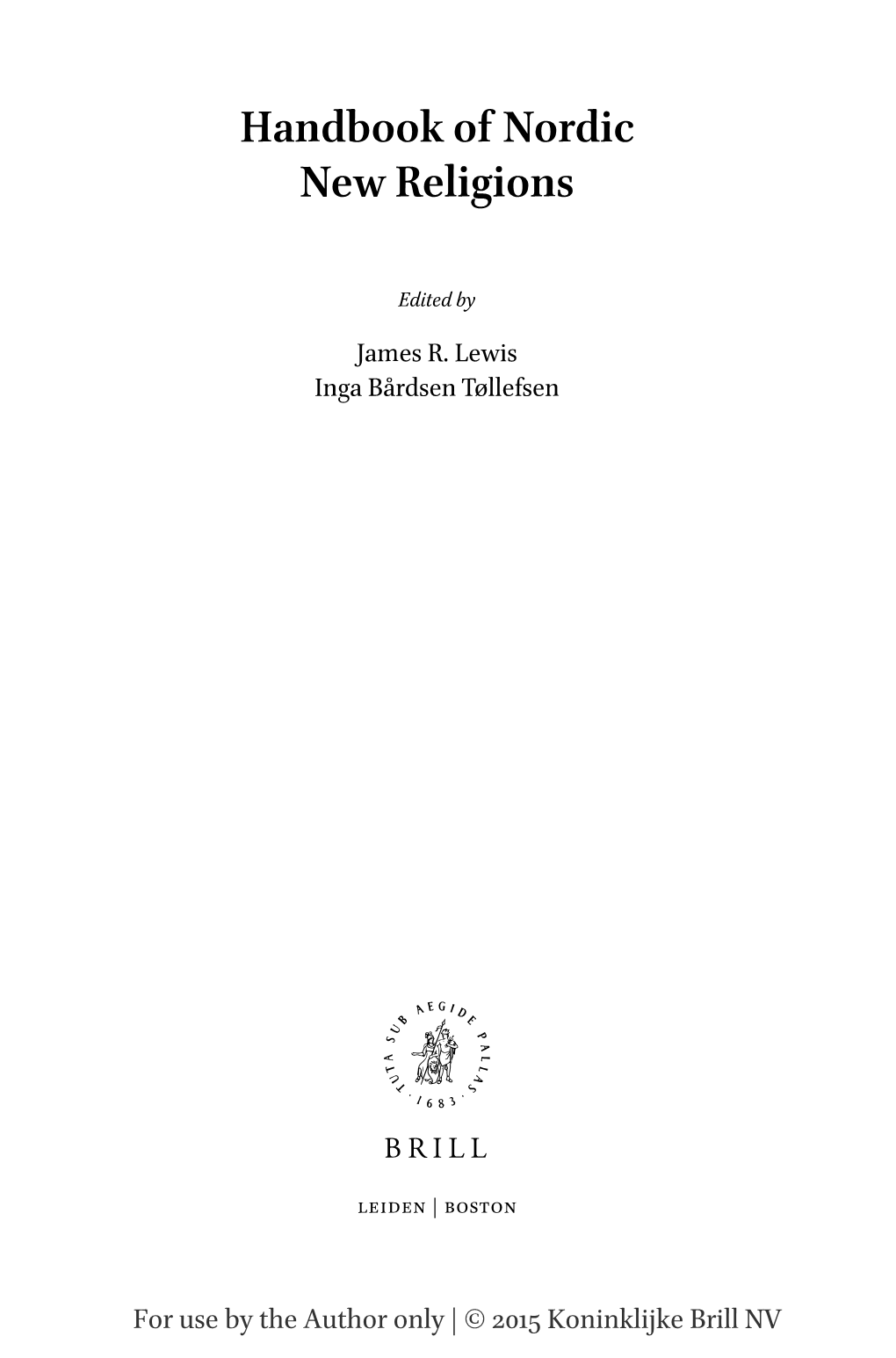 Handbook of Nordic New Religions