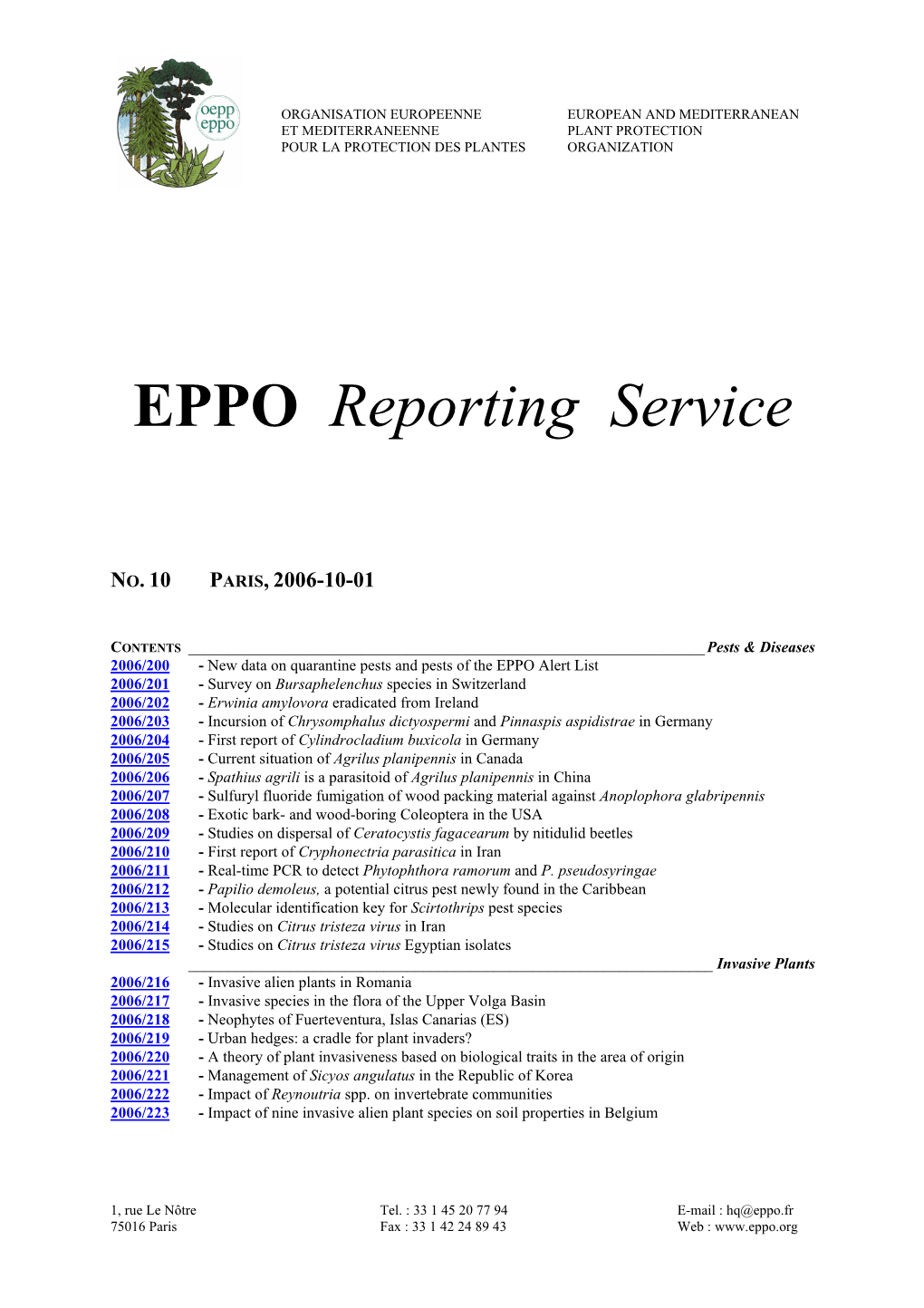 EPPO Reporting Service