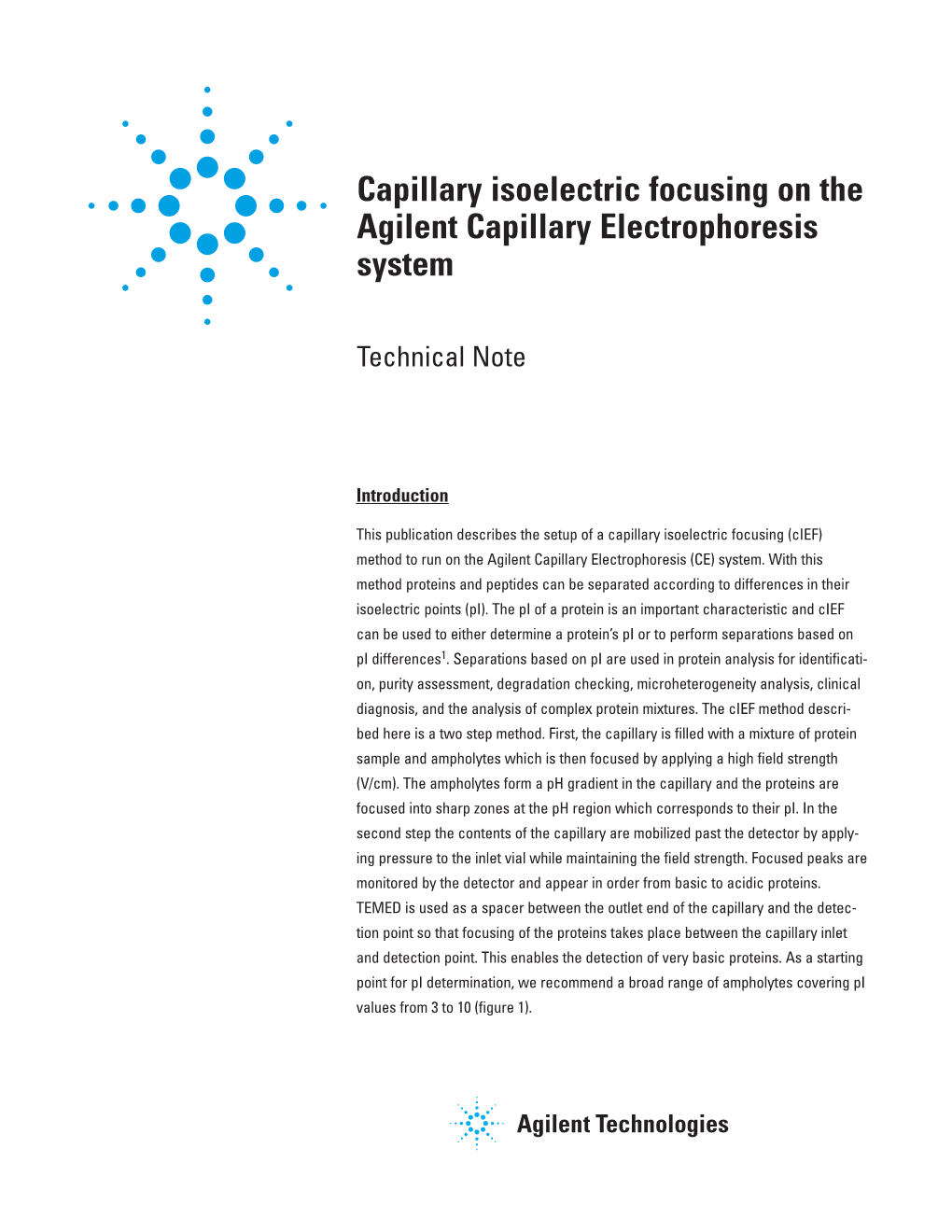 Capillary Isoelectric Focusing on the Agilent Capillary Electrophoresis System