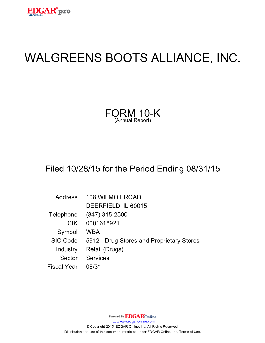 Walgreens Boots Alliance, Inc
