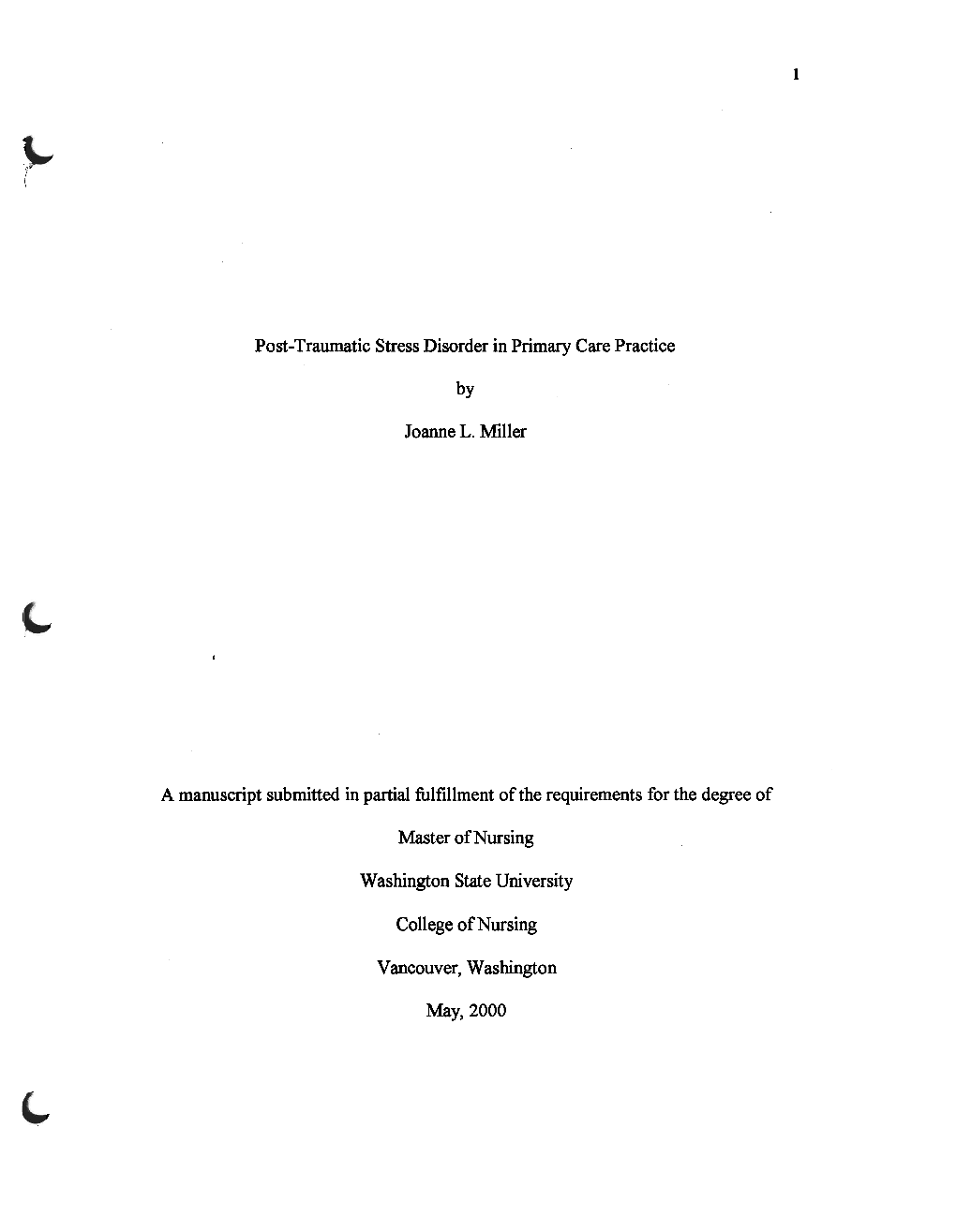 Post-Traumatic Stress Disorder in Primary Care Practice by Joanne L