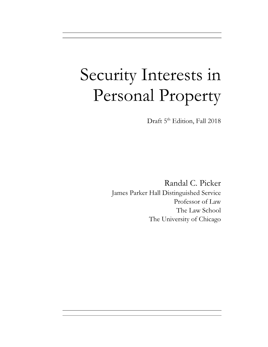 Security Interests in Personal Property