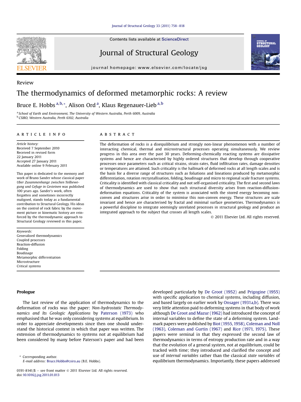 The Thermodynamics of Deformed Metamorphic Rocks: a Review