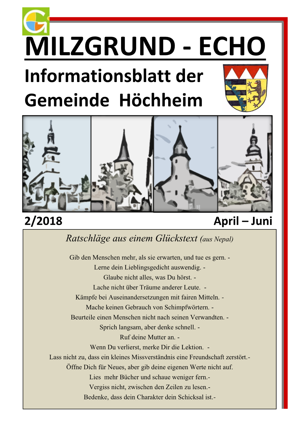 MILZGRUND - ECHO Informationsblatt Der Gemeinde Höchheim